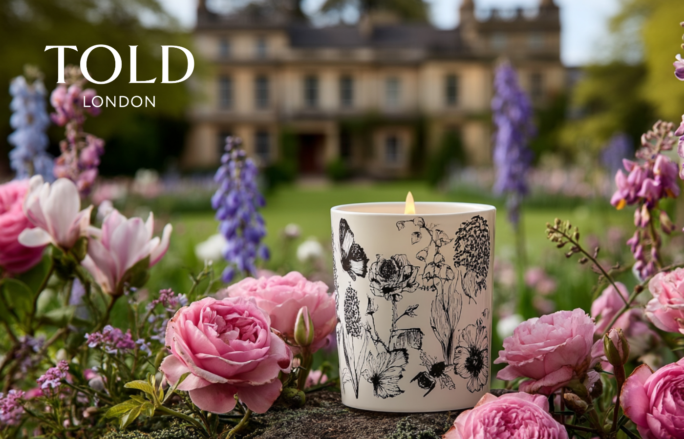Told London glorious gardens england – Duftkerze in einer Landschaftsinszenierung